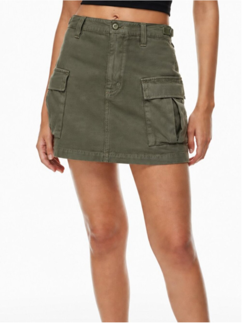 TNA Supply Cargo Micro Skirt Army Green Sz 12 SoftSupply Cotton Utility Aritzia